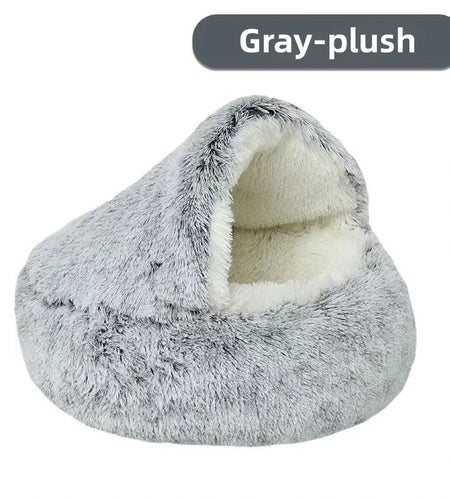 Autumn and Winter Soft Plush Pet Bed and Pet Bed Winter Warm and Cold Plush Comforter Nest Shell Cat Nest Semi-Enclosed Cat Nest