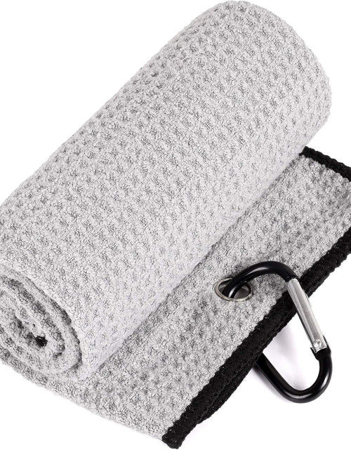 Load image into Gallery viewer, Microfiber Waffle Pattern Golf Towel | Club Groove Cleaner Brush | Foldable Divot Tool with Magnetic Ball Marker
