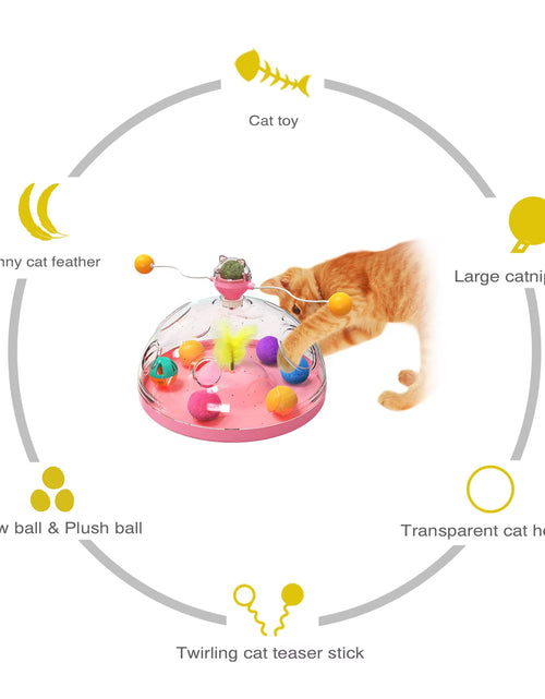 Load image into Gallery viewer, Cat Puzzle Toys Indoor for Kitten Interactive Games Spinning Track Balls &amp; Feather Teaser Toy Stimulation Brain Treasure Chest
