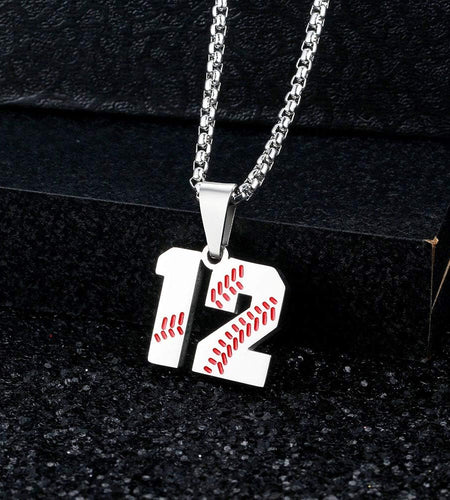 TLIWWF Inspiration Baseball Jersey Number Necklace Stainless Steel Charms Number Pendant for Boys Men