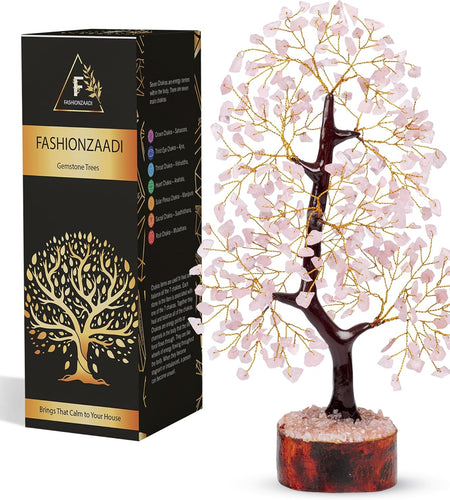 Rose Quartz Crystal Tree of Life for Women Office Decor, Good Luck, Money, Meditation, Positivity, Handmade Healing Crystal Stones Bonsai Tree Spiritual Birthday Gifts for Women