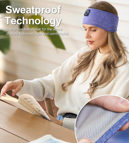 Sleep Headphones Wireless, Bluetooth Sports Headband Headphones with Ultra-Thin HD Stereo Speakers Perfect for Sleeping,Workout,Jogging,Yoga,Insomnia, Air Travel, Meditation (Skyblue)