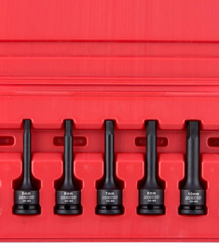 01130B 3/8" Drive Allen Socket Set, 7 Piece, 3 Inch, 3/8” Impact Hex Bit Socket Set, Metric Hex Driver 4 Mm to 12 Mm, Chrome-Moly Cr-Mo Impact Grade