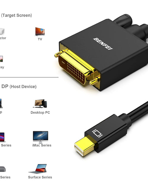 Load image into Gallery viewer, Mini Displayport to DVI Cable, Mini DP to DVI 1.83M Cable Male to Male Gold-Plated Cord for Macbook, Imac(Lg51) Surface Pro and Laptop
