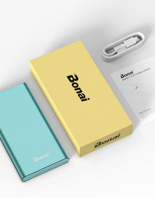 Load image into Gallery viewer, Portable Charger,  Power Bank 12000Mah Aluminum(Travel)(Powerful) USB C High Speed 3.0A Input/Output Compatible Iphone 13/13 Pro Max/12/12 PM, Samsung, Ipad - Mint (8 Pin Charging Cable Included)
