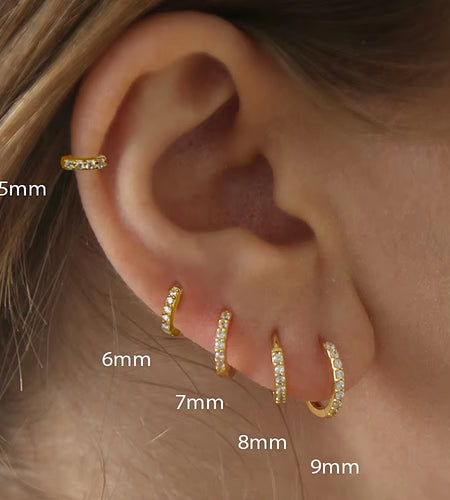 1Pair Stainless Steel Minimal Hoop Earrings Crystal Zirconia Small Huggie Thin Cartilage Earrings Helix Tragus Piercing Jewelry