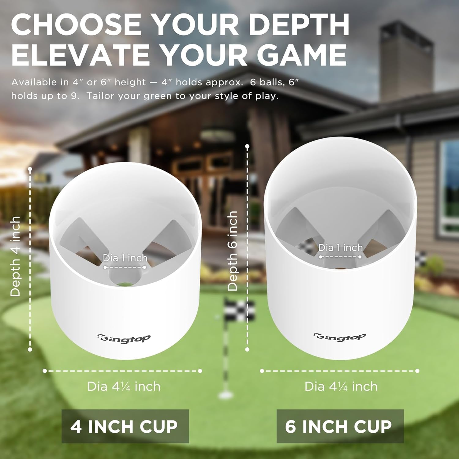 Golf Hole Cup for Backyard Practice Putting Green, Fit PGA | LPGA | USGA Regulations, ABS Ivory White, Outdoor Indoor Golf Putting Cup
