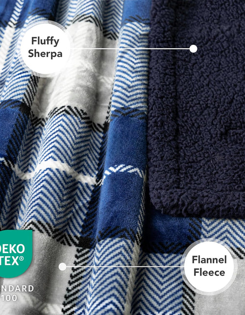 Load image into Gallery viewer, Waterproof Dog Blanket for Small Medium Dog, Pet Puppy Blanket Couch Cover Protection, Sherpa Fleece Cat Blanket Couch Sofa Bed Furniture Protector Reversible Soft Washable 29X40 Plaid Navy

