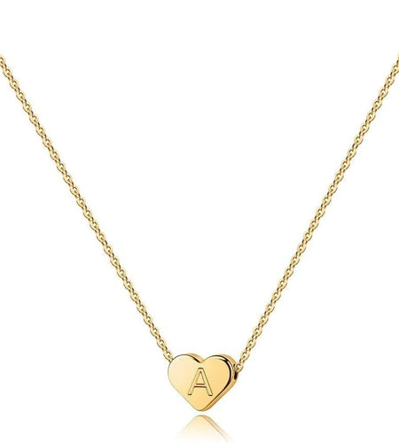 Easter Basket Stuffers for Kids Teen Girls - Dainty 14K Gold Plated Heart Initial A-Z Pendant Letter Heart Necklace Birthday Easter Gifts for Girls Teens Women